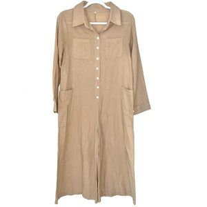 Tan Button-Up Jumpsuit